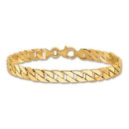 Men's Solid Curb Link Bracelet 14K Yellow Gold 7.4mm 8&quot;