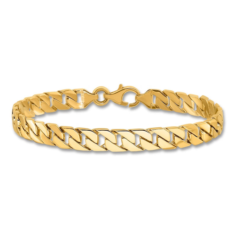 Men's Curb Link Bracelet 14K Yellow Gold 7.4mm 8"