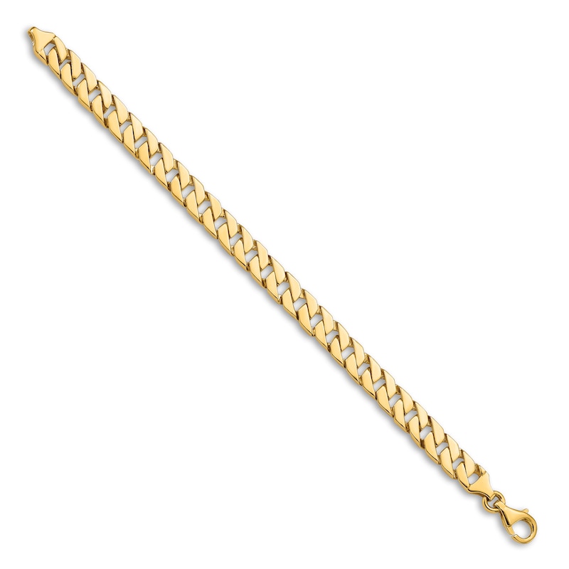Main Image 2 of Men's Solid Curb Link Bracelet 14K Yellow Gold 7.4mm 8"