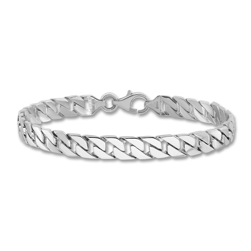 Men's Fancy Link Bracelet 14K White Gold 7.4mm 8"