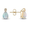 Thumbnail Image 1 of Natural Opal Stud Earrings Diamond Accents 10K Yellow Gold