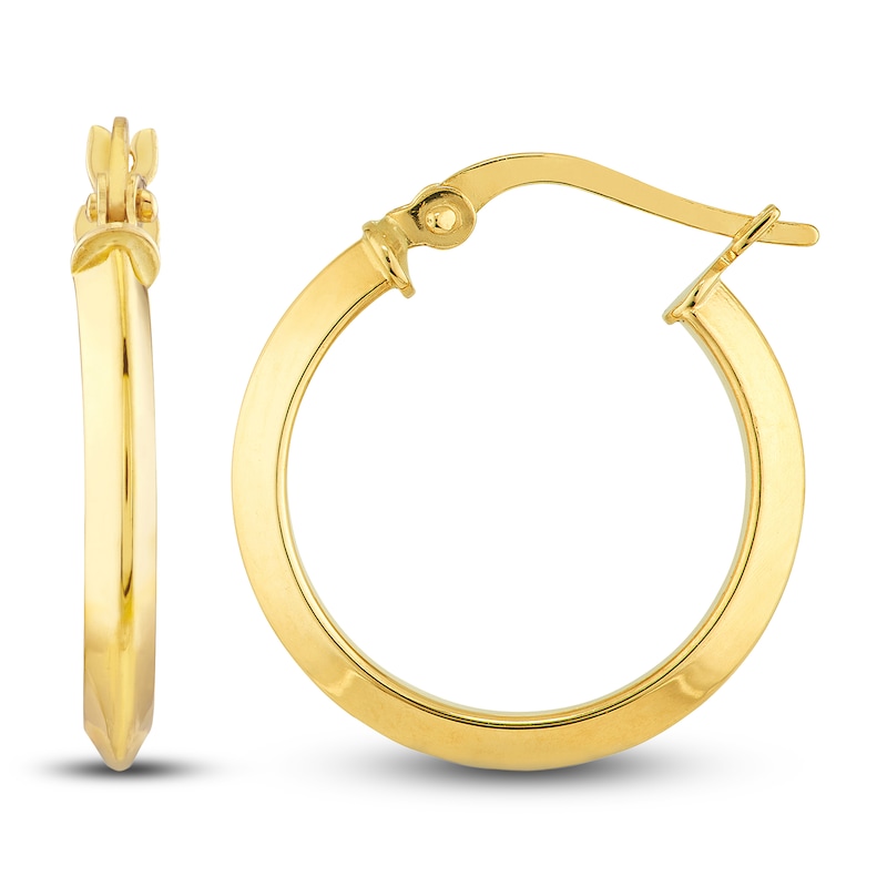 Polished Knife Edge Hoop Earrings 14K Yellow Gold 20mm