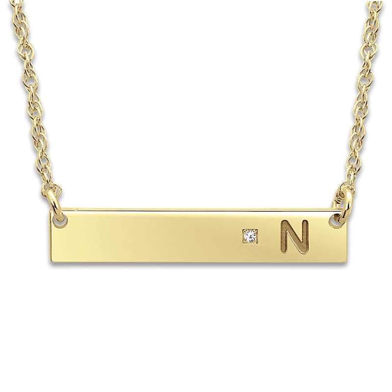 Main Image 1 of Bar Necklace Diamond Accents Yellow Gold-Plated Sterling Silver 18"