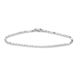 Solid Diamond-Cut Valentine Bracelet 14K White Gold 7.5"