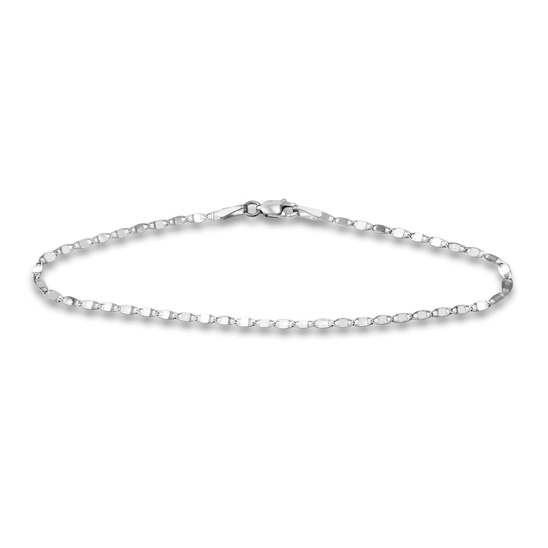 Main Image 1 of Solid Diamond-Cut Valentine Bracelet 14K White Gold 7.5"