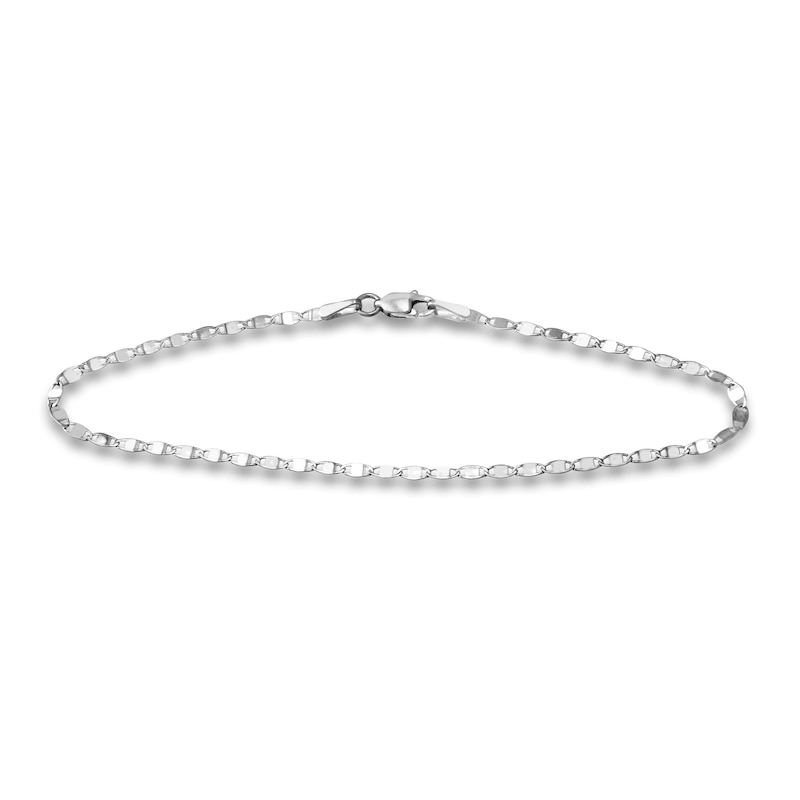 Solid Diamond-Cut Valentine Bracelet 14K White Gold 7.5