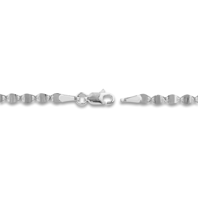 Main Image 3 of Solid Diamond-Cut Valentine Bracelet 14K White Gold 7.5"