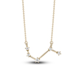 Diamond Aries Constellation Necklace 1/6 ct tw Round 14K Yellow Gold