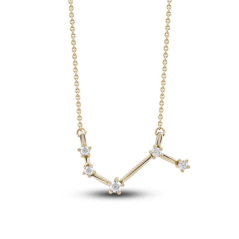 Main Image 1 of Diamond Aries Constellation Necklace 1/6 ct tw Round 14K Yellow Gold