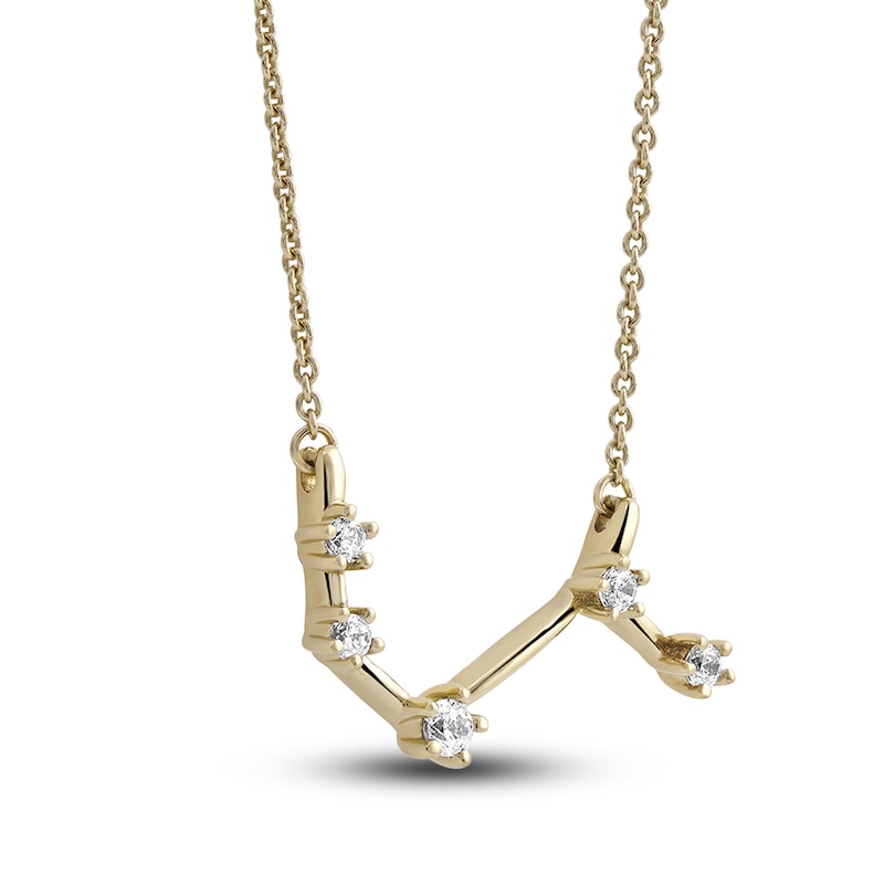 Main Image 2 of Diamond Aries Constellation Necklace 1/6 ct tw Round 14K Yellow Gold