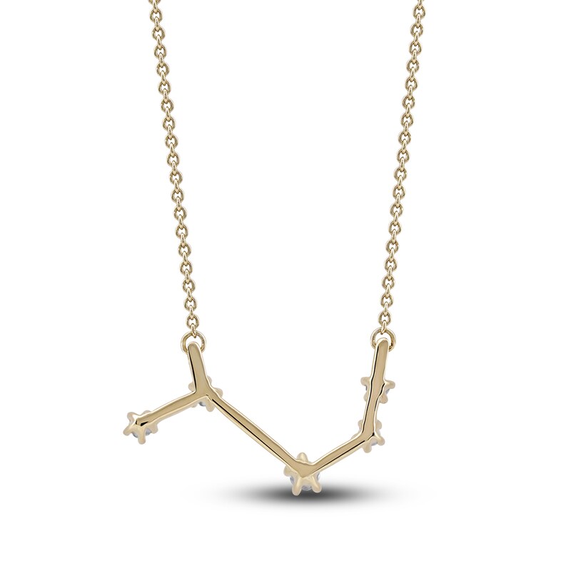 Main Image 3 of Diamond Aries Constellation Necklace 1/6 ct tw Round 14K Yellow Gold