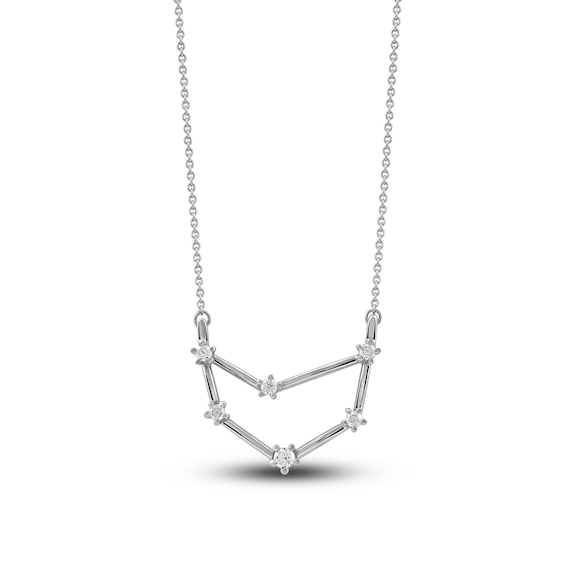 Diamond Capricorn Constellation Necklace 1/6 ct tw Round 14K White Gold