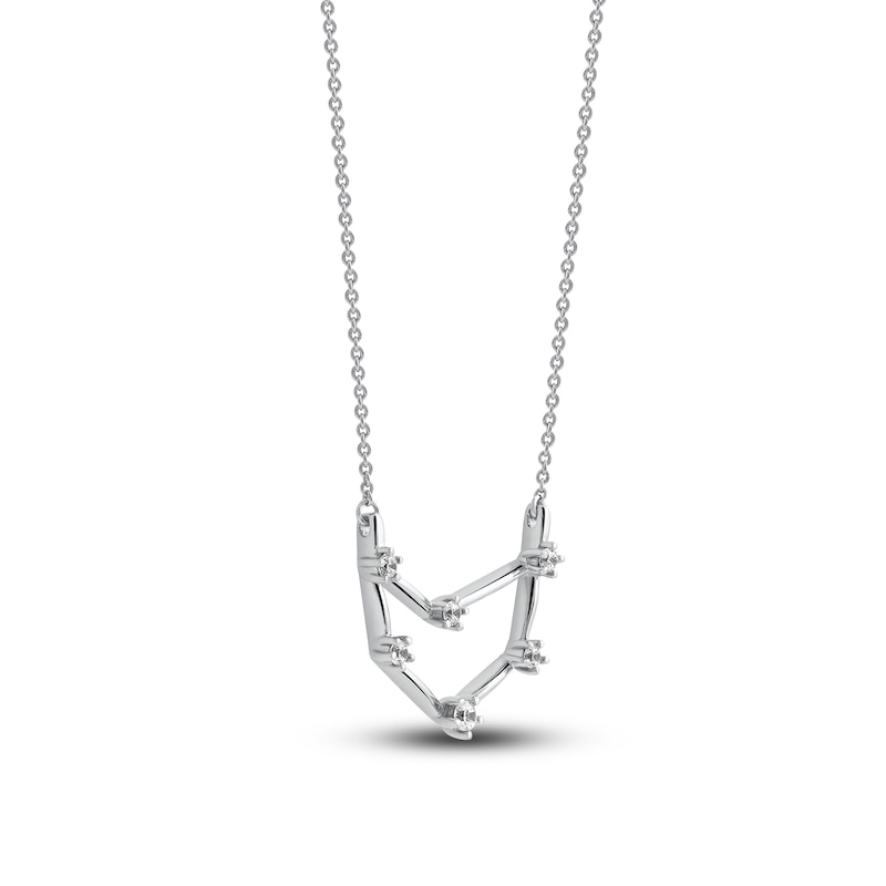Main Image 2 of Diamond Capricorn Constellation Necklace 1/6 ct tw Round 14K White Gold