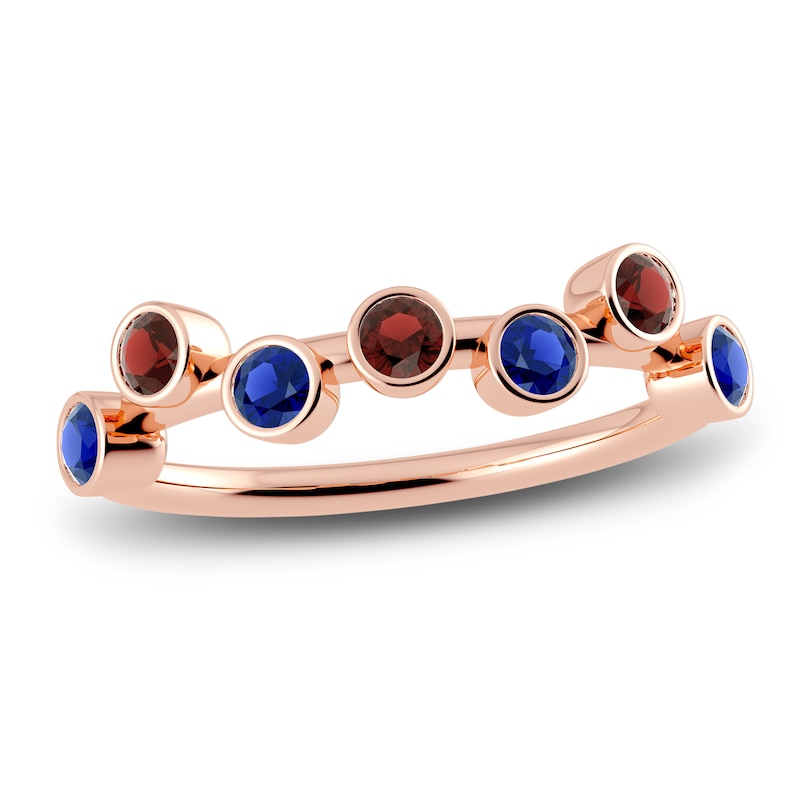 Main Image 1 of Juliette Maison Natural Garnet & Natural Blue Sapphire Ring 10K Rose Gold