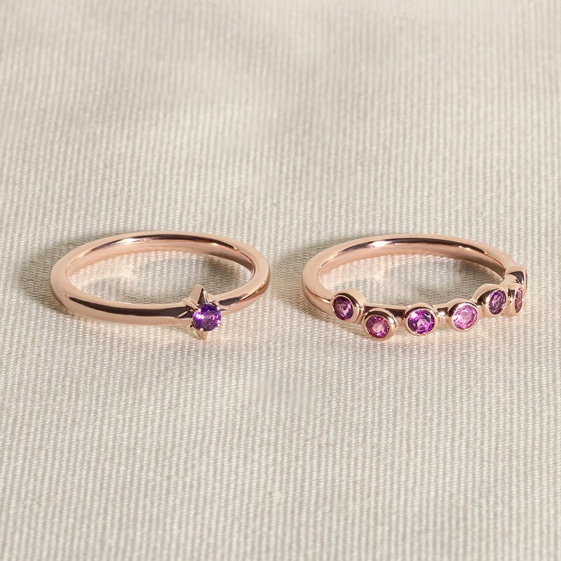 Main Image 4 of Juliette Maison Natural Garnet & Natural Blue Sapphire Ring 10K Rose Gold
