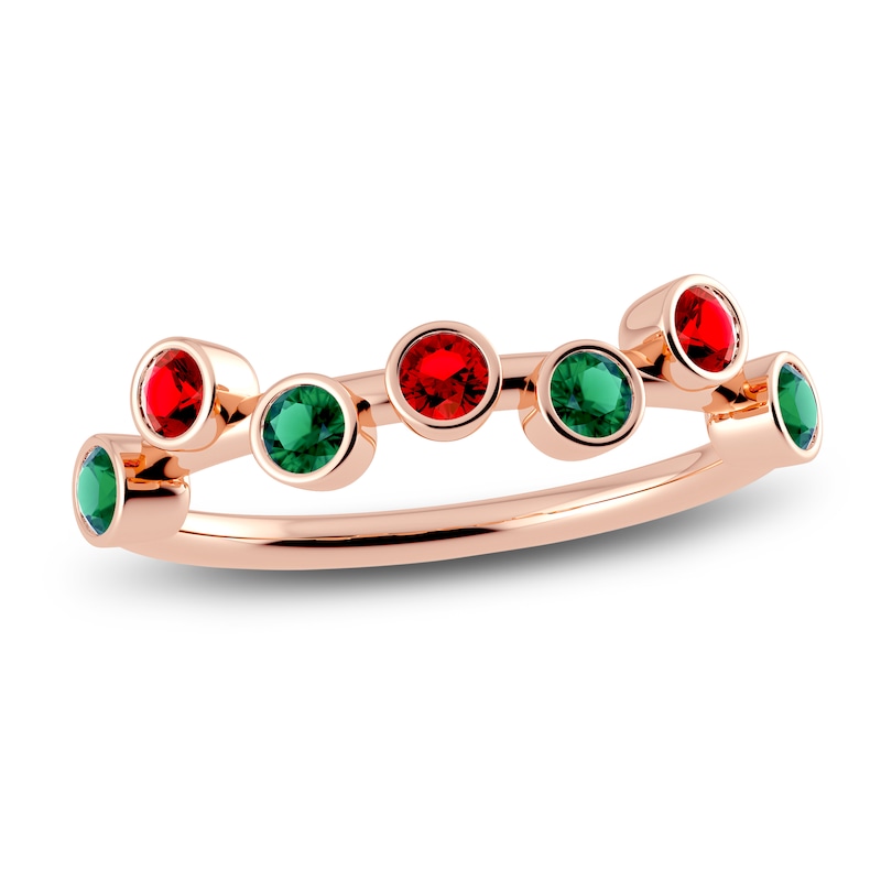Main Image 1 of Juliette Maison Natural Ruby & Natural Emerald Ring 10K Rose Gold