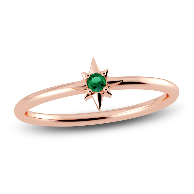 Main Image 1 of Juliette Maison Natural Emerald Starburst Ring 10K Rose Gold