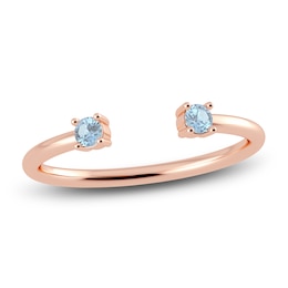 Juliette Maison Natural Aquamarine Cuff Ring 10K Rose Gold