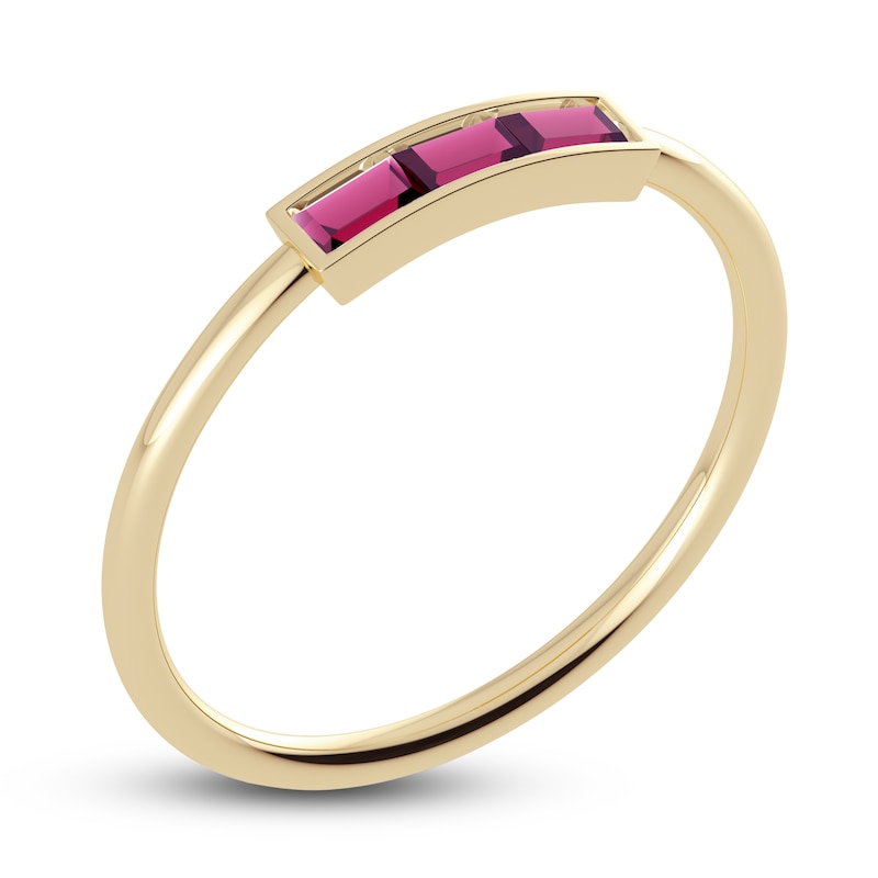 Main Image 2 of Juliette Maison Natural Rhodolite Garnet Baguette Bar Ring 10K Yellow Gold