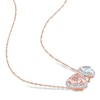 Thumbnail Image 1 of Natural Aquamarine & Natural Morganite Heart Necklace 1/5 ct tw Diamonds 14K Rose Gold 17"