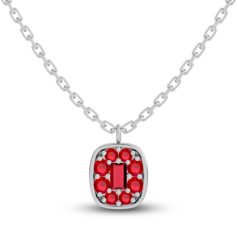 Main Image 1 of Juliette Maison Natural Ruby Pendant Necklace 10K White Gold