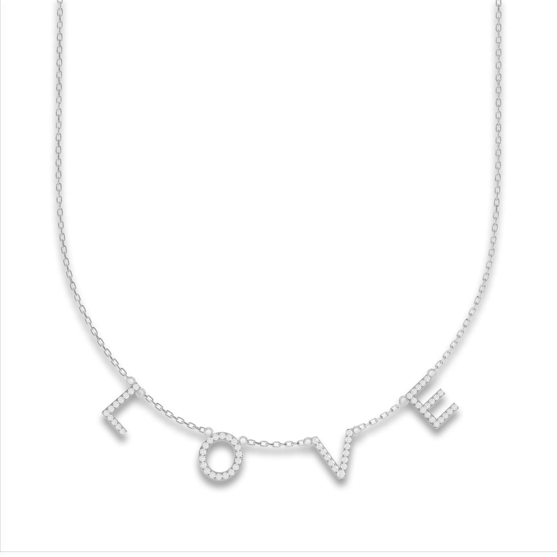 Main Image 1 of Juliette Maison Diamond Station Name Necklace 1/2 ct tw Round 10K White Gold