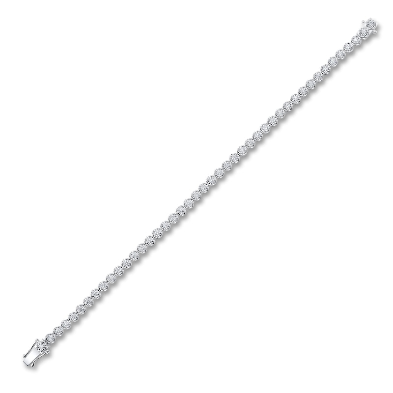 Shy Creation Diamond Tennis Bracelet 1 ct tw Round 14K White Gold 7" SC55024353