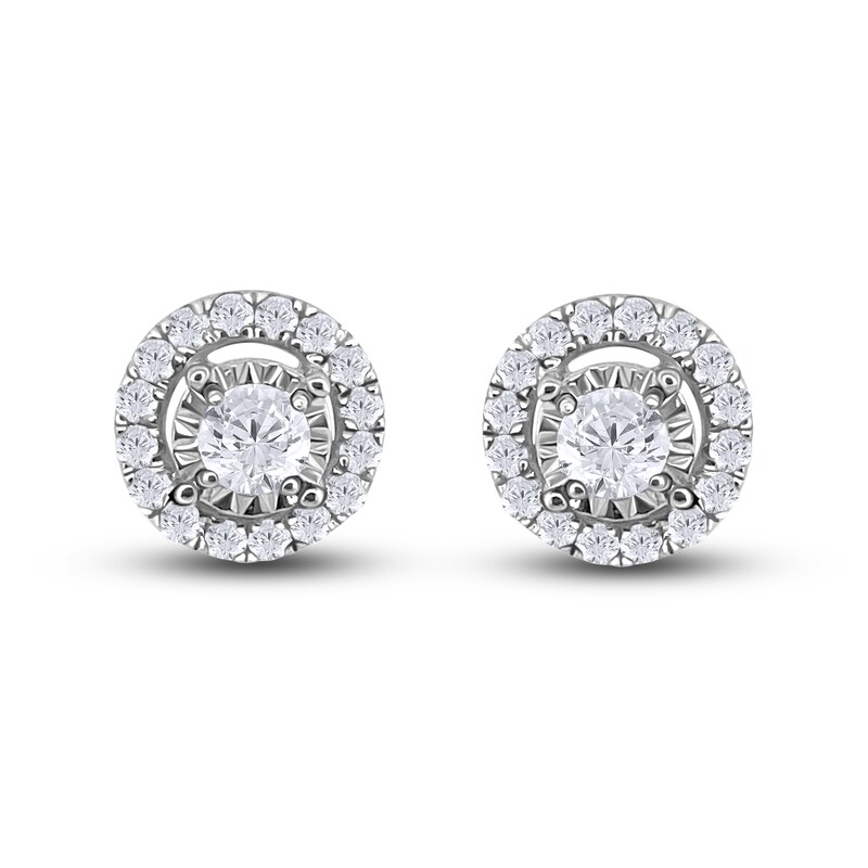 Diamond Stud Earrings 3/4 ct tw Round 14K White Gold