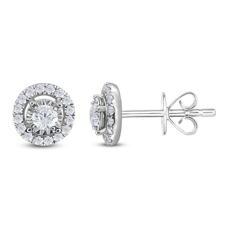 Diamond Stud Earrings 3/4 ct tw Round 14K White Gold