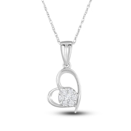 Diamond Pendant Necklace 1/10 ct tw Round 14K White Gold 18"