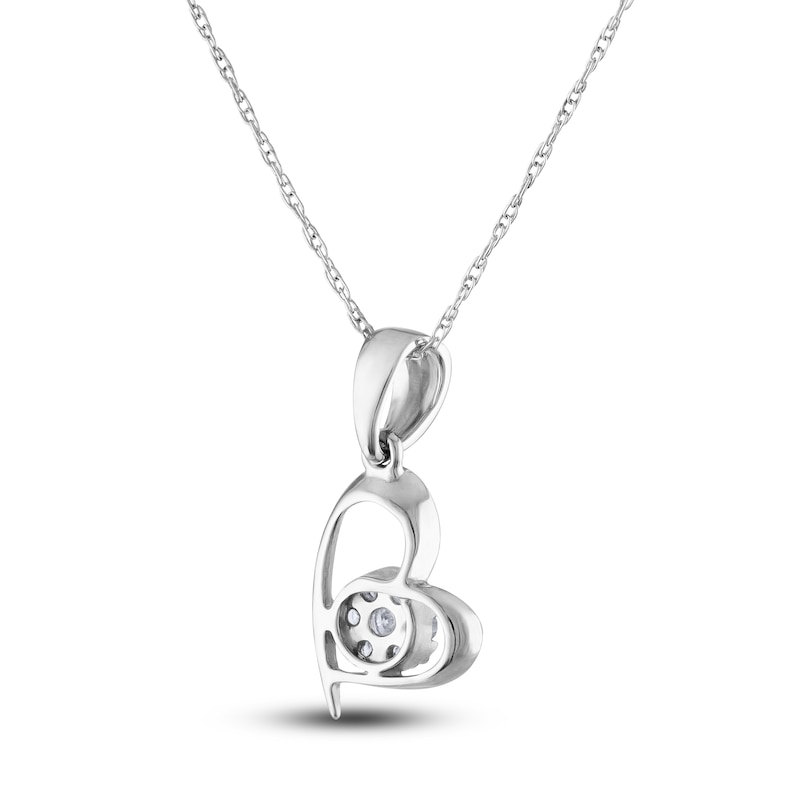 Diamond Pendant Necklace 1/10 ct tw Round 14K White Gold 18