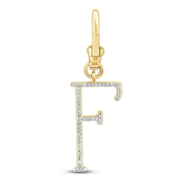 Charm'd by Lulu Frost Diamond Letter F Charm 1/15 ct tw Pavé Round 10K Yellow Gold
