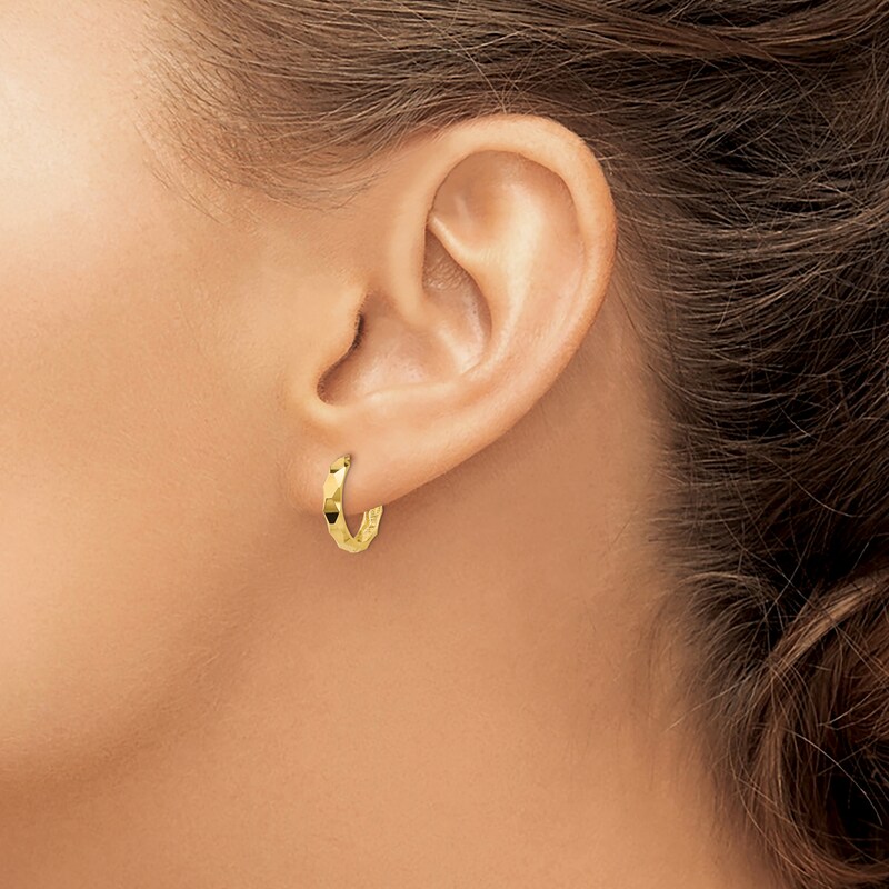 Main Image 3 of Diamond-Cut Hoop Earrings 14K Yellow Gold 14mm
