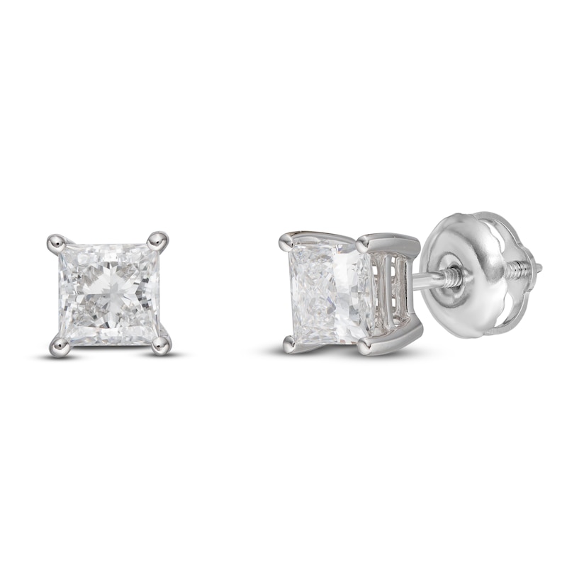 Main Image 1 of Lab-Grown Diamond Earrings 1 ct tw Princess 14K White Gold (SI2/F)