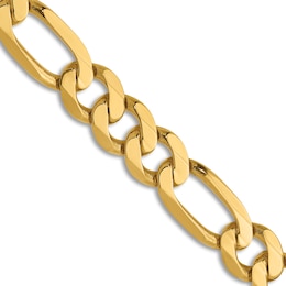 Solid Flat Figaro Chain Necklace 14K Yellow Gold 22" 8.75mm