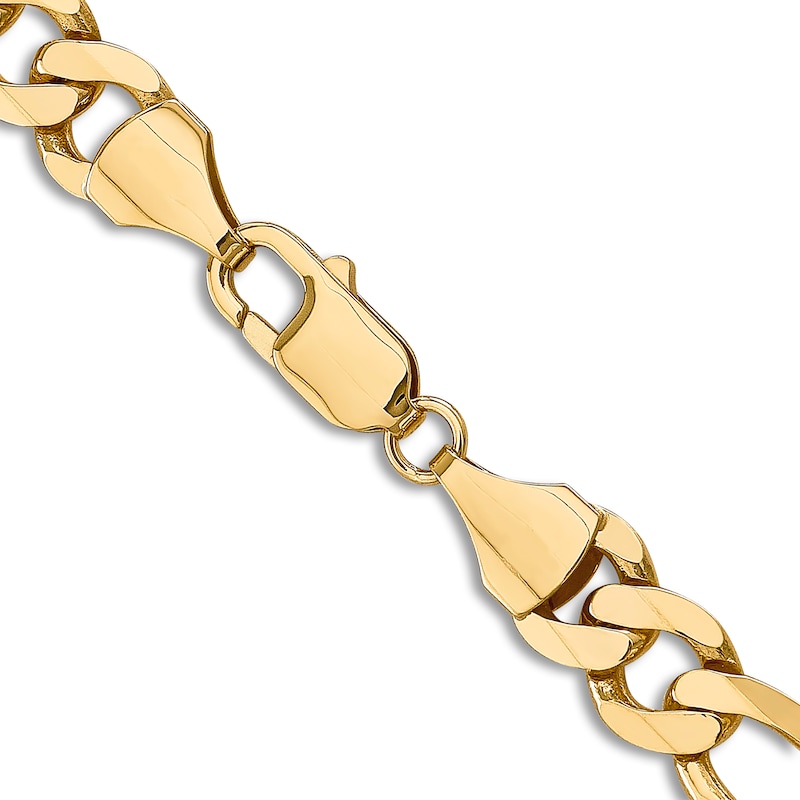 Main Image 3 of Solid Flat Figaro Chain Necklace 14K Yellow Gold 22" 8.75mm