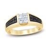 Thumbnail Image 0 of Men's Black & White Diamond Wedding Band 1 ct tw Round 14K Yellow Gold