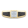 Thumbnail Image 2 of Men's Black & White Diamond Wedding Band 1 ct tw Round 14K Yellow Gold