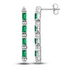 Natural Emerald Dangle Earrings 1/5 ct tw Diamonds 14K White Gold