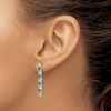 Natural Emerald Dangle Earrings 1/5 ct tw Diamonds 14K White Gold