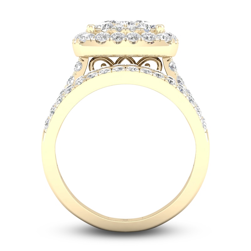 Main Image 4 of Diamond Cushion Bridal Set 2 ct tw Round 14K Yellow Gold