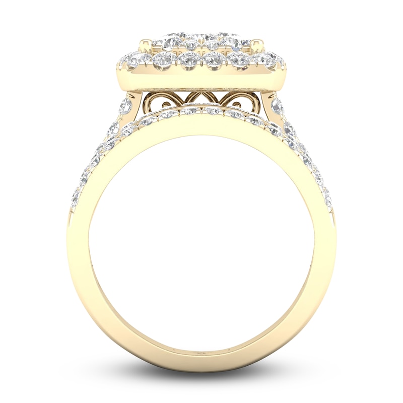 Diamond Cushion Bridal Set 2 ct tw Round 14K Yellow Gold