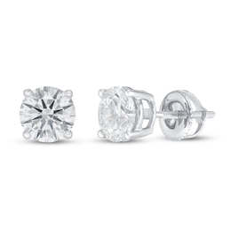 Lab-Grown Diamond Solitaire Earrings 2 ct tw Round 14K White Gold (SI2/F)