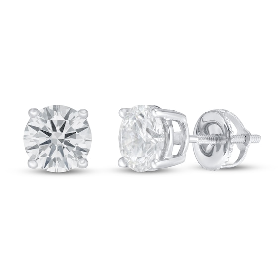 Jared Signature Lab-Grown Diamond Solitaire Earrings 2 ct tw Round 14K White Gold (SI2/F)