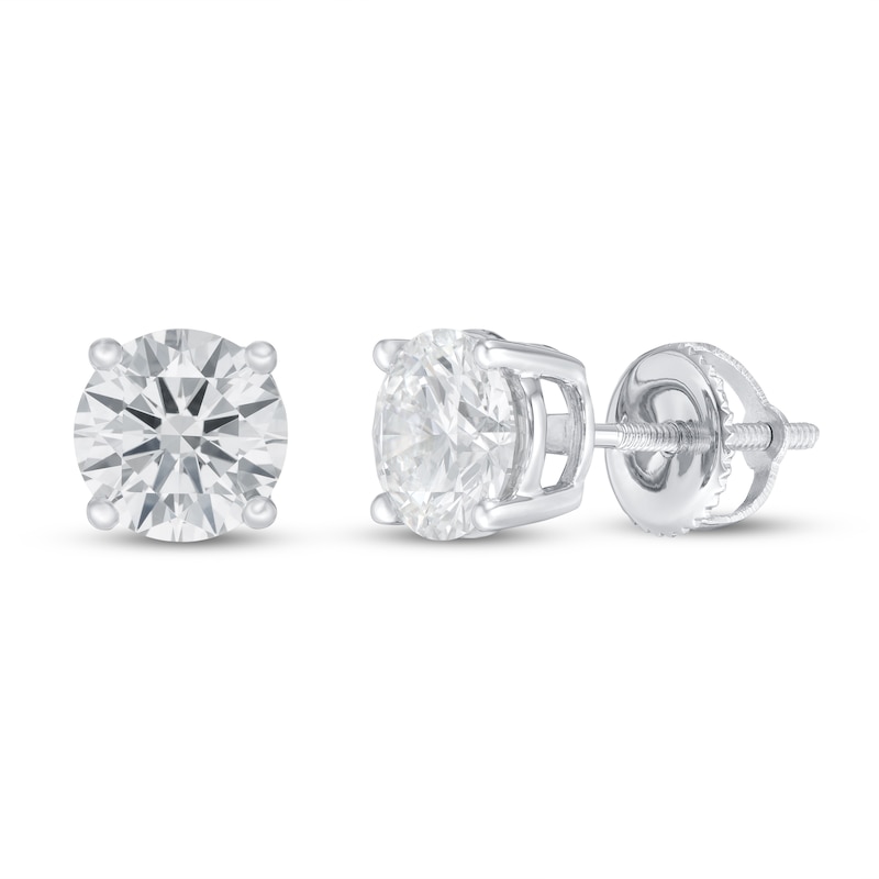 Main Image 1 of Lab-Grown Diamond Solitaire Earrings 2 ct tw Round 14K White Gold (SI2/F)