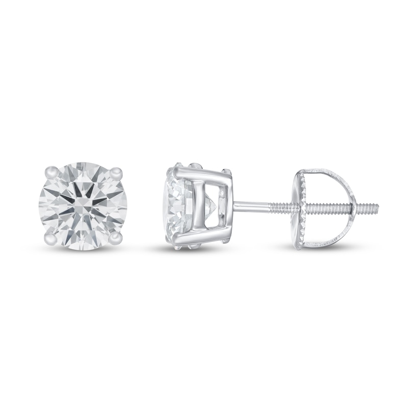 Main Image 2 of Lab-Grown Diamond Solitaire Earrings 2 ct tw Round 14K White Gold (SI2/F)