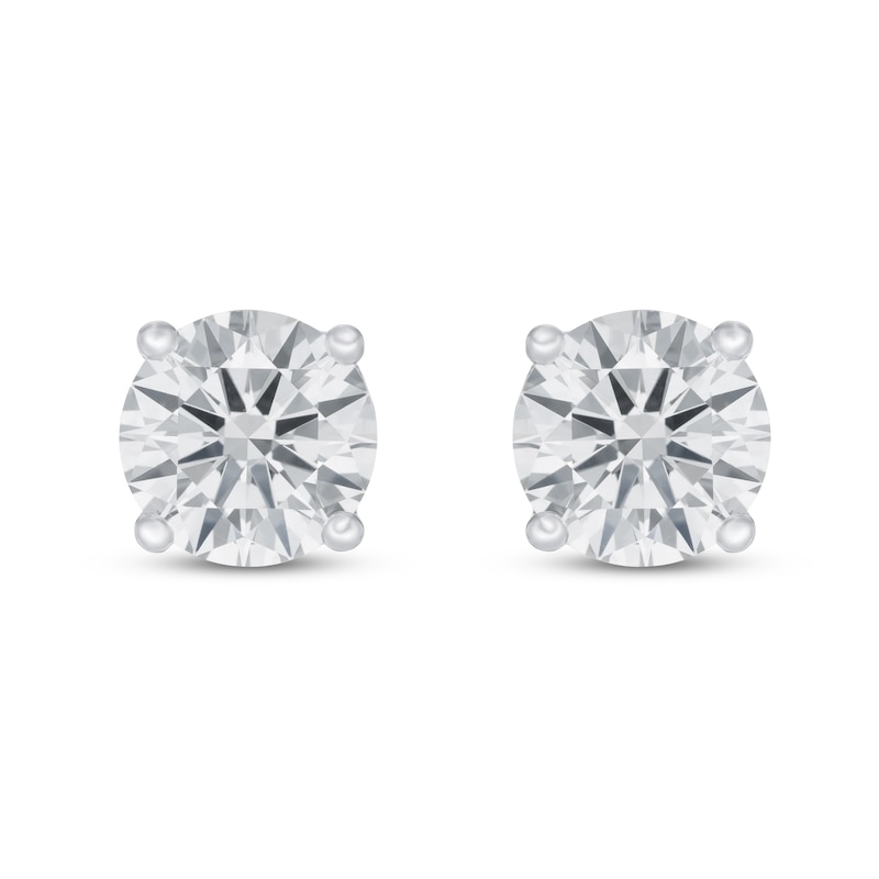 Lab-Created Diamond Solitaire Earrings 2 ct tw Round 14K White Gold (SI2/F)