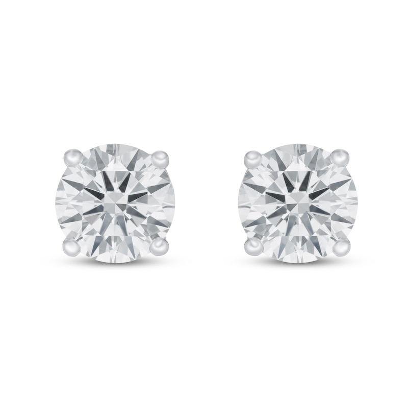 Main Image 3 of Lab-Grown Diamond Solitaire Earrings 2 ct tw Round 14K White Gold (SI2/F)