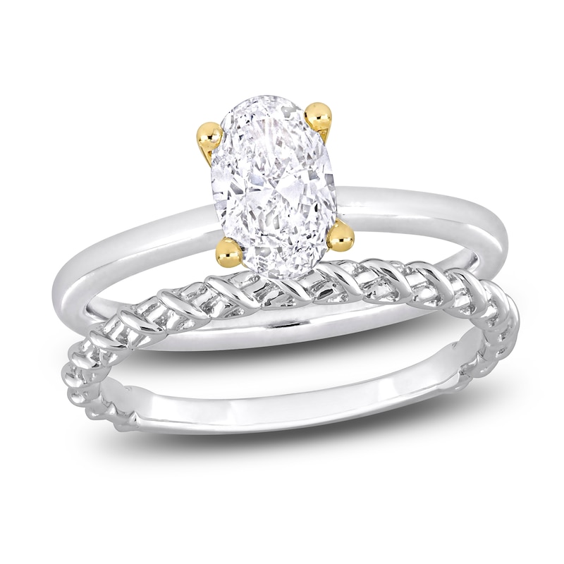 Main Image 1 of Y-Knot Diamond Bridal Set 1 ct tw Oval 14K White Gold (I/I1)