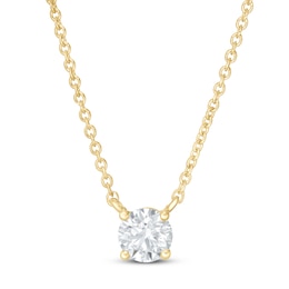 Lab-Grown Diamond Solitaire Necklace 1/2 ct tw Round 14K Yellow Gold 19" (SI2/F)